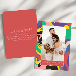 Cartão De Agradecimento Boho Bold Colorful Wedding