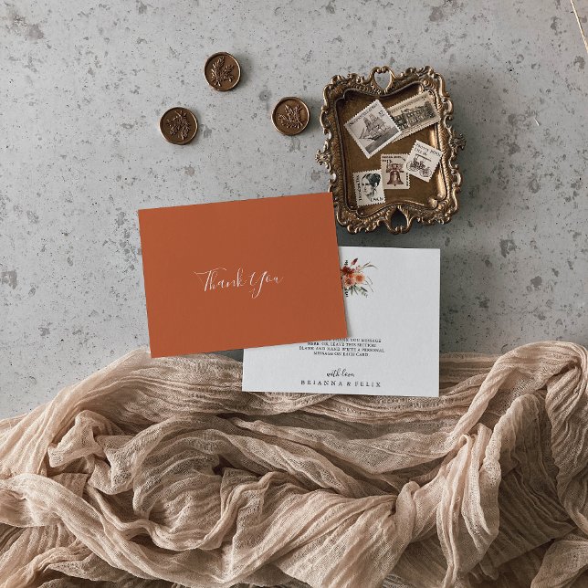 Cartão De Agradecimento Boho Botânico Autumn Floral Flat Wedding (Criador carregado)