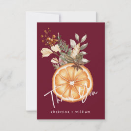 Cartão De Agradecimento Boho Burgundy Feriado de inverno Casamento Seco La