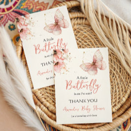 Cartão De Agradecimento Boho Butterfly Wildflower Floral Girl Baby Shower