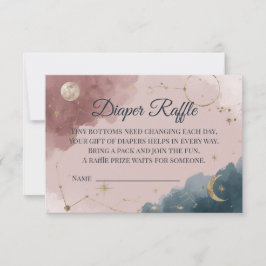Cartão De Agradecimento Boho Celestial Diaper Raffle Card | Gold Moon