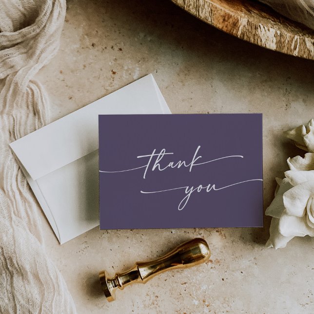 Cartão De Agradecimento Boho Chic Plum Purple Flat Weding (Criador carregado)