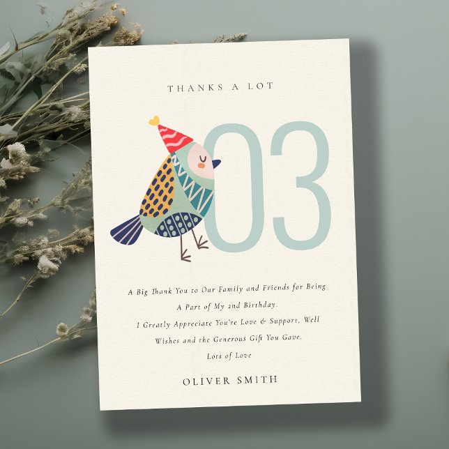 Cartão De Agradecimento Boho-Cinto-Azul-Aqua Qualquer Idade Aniversário (Criador carregado)