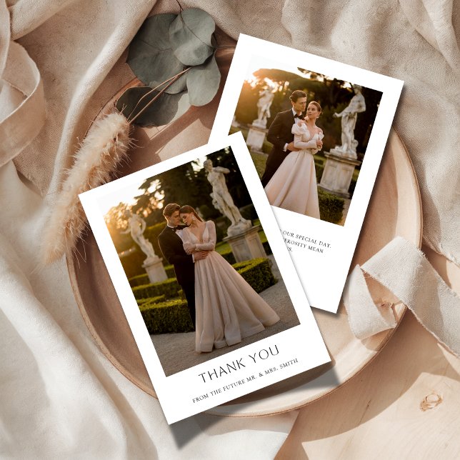 Cartão De Agradecimento Boho Clean Typography 2 Foto Casamento de Casal Co (Criador carregado)