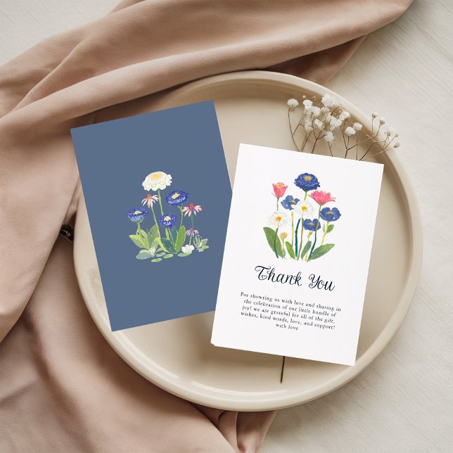 Cartão De Agradecimento Boho Cornflower Daisy Thank You Card Baby Shower  (Criador carregado)