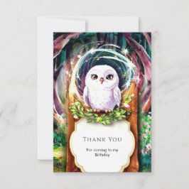Cartão De Agradecimento Boho Coruja Aquarela Aniversário