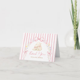 Cartão De Agradecimento Boho Cute A little lamb Pink Bow Gingham