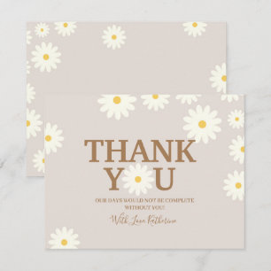 Cartão de agradecimento Boho Daisy Floral para chá