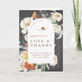 Cartão De Agradecimento Boho Dark Floral Greenery | Chá de fraldas Obrigad