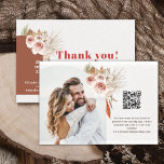 Cartão De Agradecimento Boho desert flores secas terras tonalidades arcos<br><div class="desc">Dê aos seus convidados de casamento uma obrigado sincera com este lindo cartão de fotografia floral. Seus nomes e data de casamento estão escritos sobre um quadro de arco contemporâneo embelezado com flores do deserto de aquarelas e folhas de palma secas na frente deste cartão de bolo moderno, que também...</div>