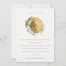 Cartão De Agradecimento Boho Dourado Saga Green Floral Chá de fraldas