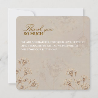 Cartão De Agradecimento Boho Dried Flower Baby Shower Card