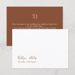 Cartão De Agradecimento Boho Earthy Botânica Elegante Ivory