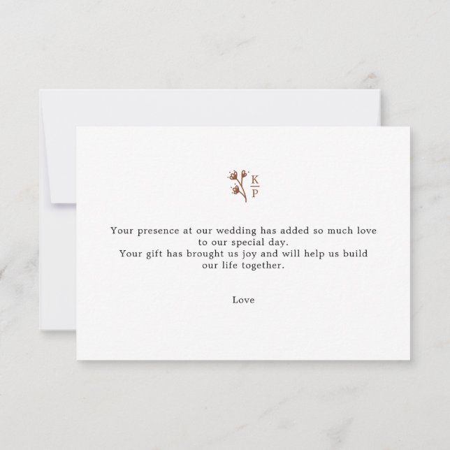 Cartão De Agradecimento Boho Earthy Botânica Elegante Ivory (Verso)