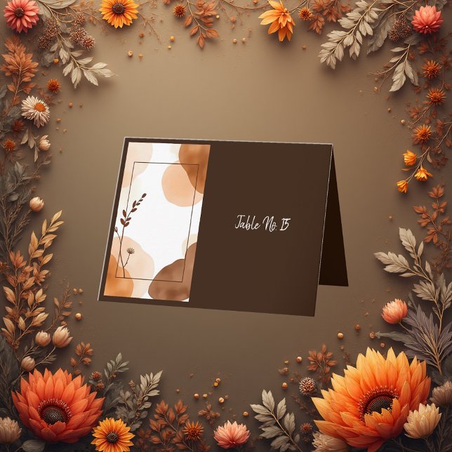 Cartão De Agradecimento Boho Earthy Floral Accents table number card (Criador carregado)