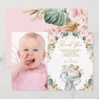 Boho Elephant Girl Pink Floral Day bonito