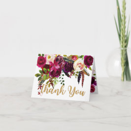 Cartão De Agradecimento Boho Fall Bouquet Floral Thank You