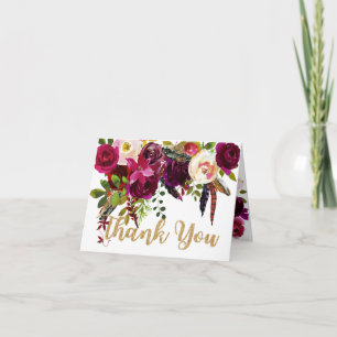 Cartão De Agradecimento Boho Fall Buquê Floral Obrigado