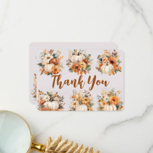 Cartão De Agradecimento Boho Fall Pumpkin Obrigado