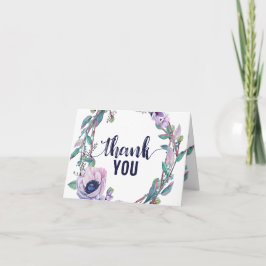 Cartão De Agradecimento Boho Feather & Floral Wreath Wedding Thank You