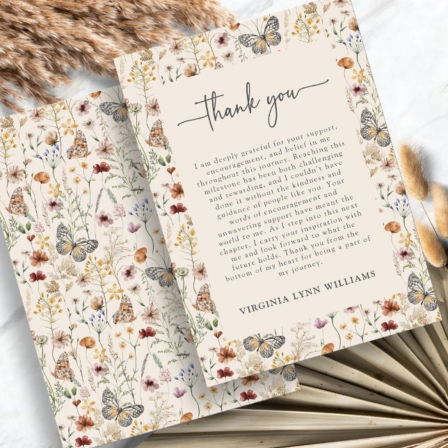Cartão De Agradecimento Boho Flor Silvestre (Boho Wildflower Thank You Card with Butterflies by Painted Paperie
)