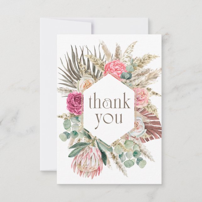 Cartão de Agradecimento Boho Floral Chuveiro (Frente)