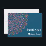 Cartão De Agradecimento Boho Floral Mandala Teal Blue Bat Mitzvah Personal<br><div class="desc">Boho Floral Mandala Teal Blue Bat Mitzvah Cartões de agradecimentos Personalizado</div>