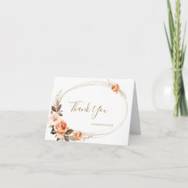 Cartão De Agradecimento Boho Floral Outono Laranja Queimada Casamento Agra