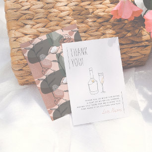 Cartão De Agradecimento Boho Floral Verde & Rosa Obrigado Chá de Noiva