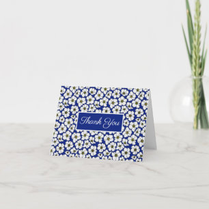 Cartão De Agradecimento Boho Flores Silvestres em Azul Cobalto