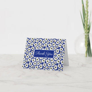 Cartão De Agradecimento Boho Flores Silvestres em Azul Cobalto