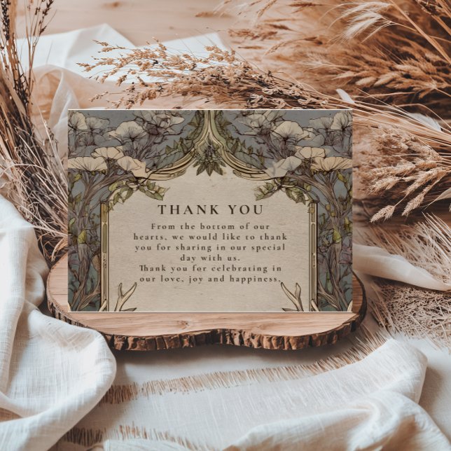 Cartão De Agradecimento Boho Forest Antler Wedding (Criador carregado)