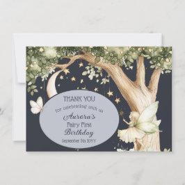 Cartão De Agradecimento Boho forest watercolor Fairy First birthday