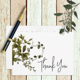 Cartão De Agradecimento Boho Greenery Modern Floral Wedding