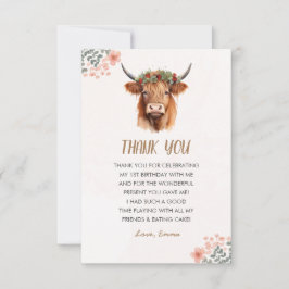 Cartão De Agradecimento Boho Highland Cow