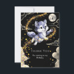 Cartão De Agradecimento Boho Howling Wolf Birthday<br><div class="desc">Expresse sua gratidão com sincera sinceridade usando nosso Cartões de agradecimentos Boho Howling Wolf Birthday. Adorado com o mesmo encanto boêmico que sua celebração, esta carta permite que você transmita sua apreciação com estilo e graça. Personalize sua mensagem e deixe seus convidados saberem o quanto sua presença significava para você....</div>