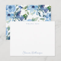 Boho Light Blue Watercolor Chá Floral