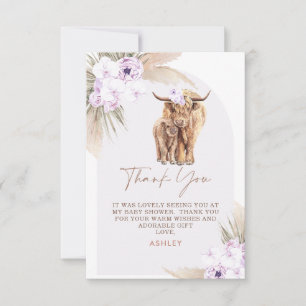 Cartão De Agradecimento Boho Lilac Arco Floral Chá de fraldas de Vaca High