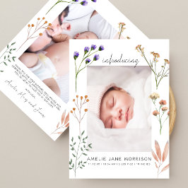 Cartão De Agradecimento Boho Meadow Blooms 2 Fotos Chá de Bebê
