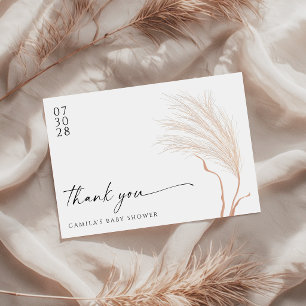 Cartão De Agradecimento Boho Moderno Chá de Bebê com Grama das Pampas