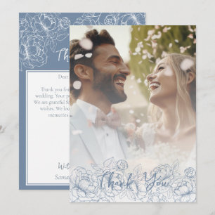 Cartão De Agradecimento Boho Moderno Periwinkle Blue Floral Foto Elegante