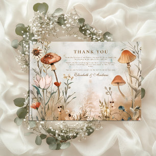 Cartão De Agradecimento Boho Mushroom Wildflower Wedding