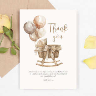 Cartão De Agradecimento Boho Nursery Beige Balões de Gênero Revelação