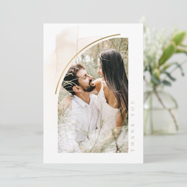 Cartão De Agradecimento Boho Oasis Foto de Casamento Obrigado ID959 (Em pé/Frente)