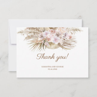 Cartão De Agradecimento Boho Palm Seco Pampas Grama Orquídea Rosa Pintada