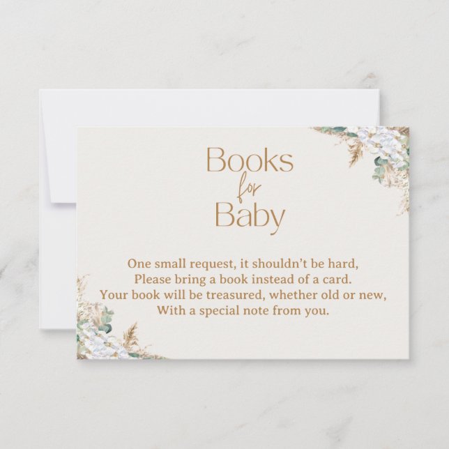 Cartão De Agradecimento Boho Pampas Grass Books for Baby Card | Neutral (Frente)