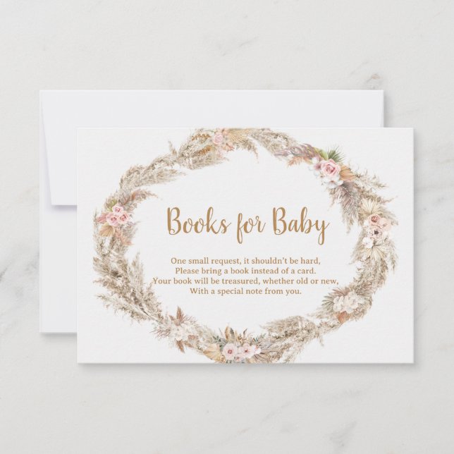 Cartão De Agradecimento Boho Pampas Grass Books for Baby Card | Neutral (Frente)
