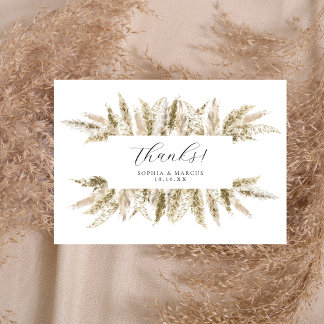 Cartão De Agradecimento Boho Pampas Grass Design Neutral Rustic Casamento