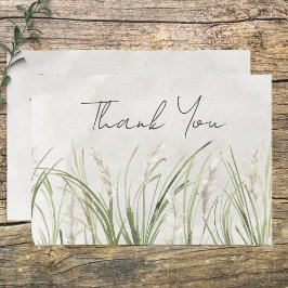 Cartão De Agradecimento Boho Pampas Grass Minimal Modern Wedding Thank You