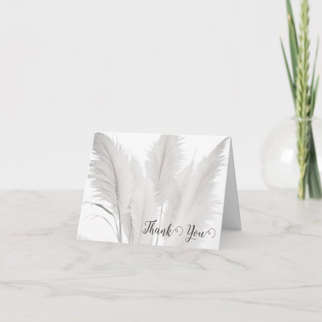 Cartão De Agradecimento Boho Pampas Grass Wedding (Frente)